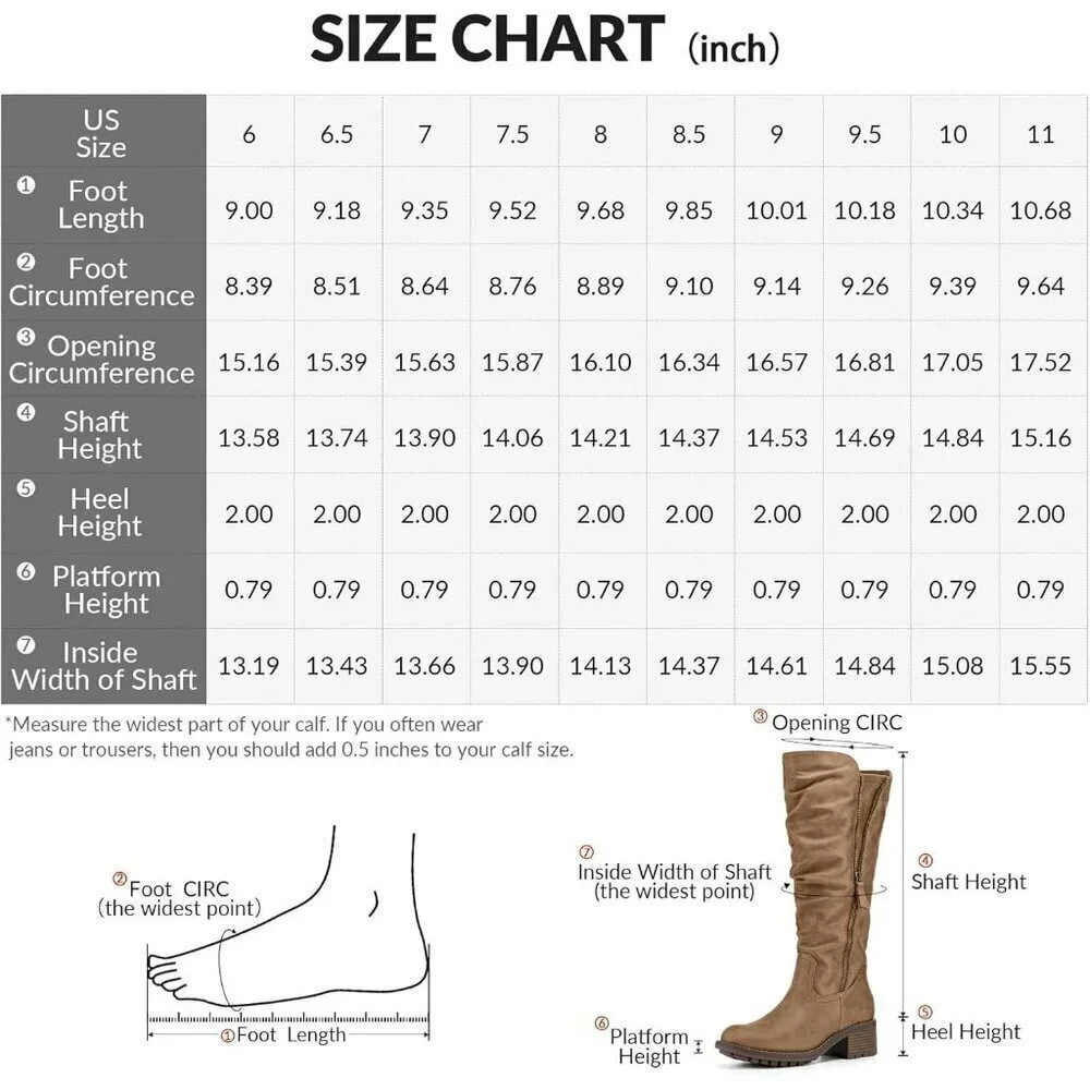 Women's Tan Mysoft Knee High Boots Chunky Heel Lug Sole Side Zipper 2 Inch